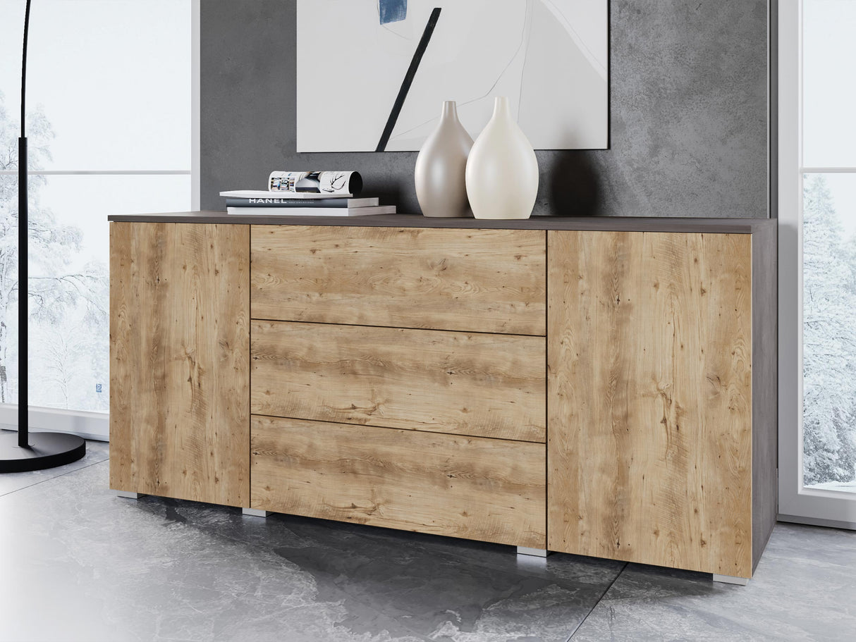 Komód PARIS 150 (Bamisio), Szín: Matera szürke + Gesztenye