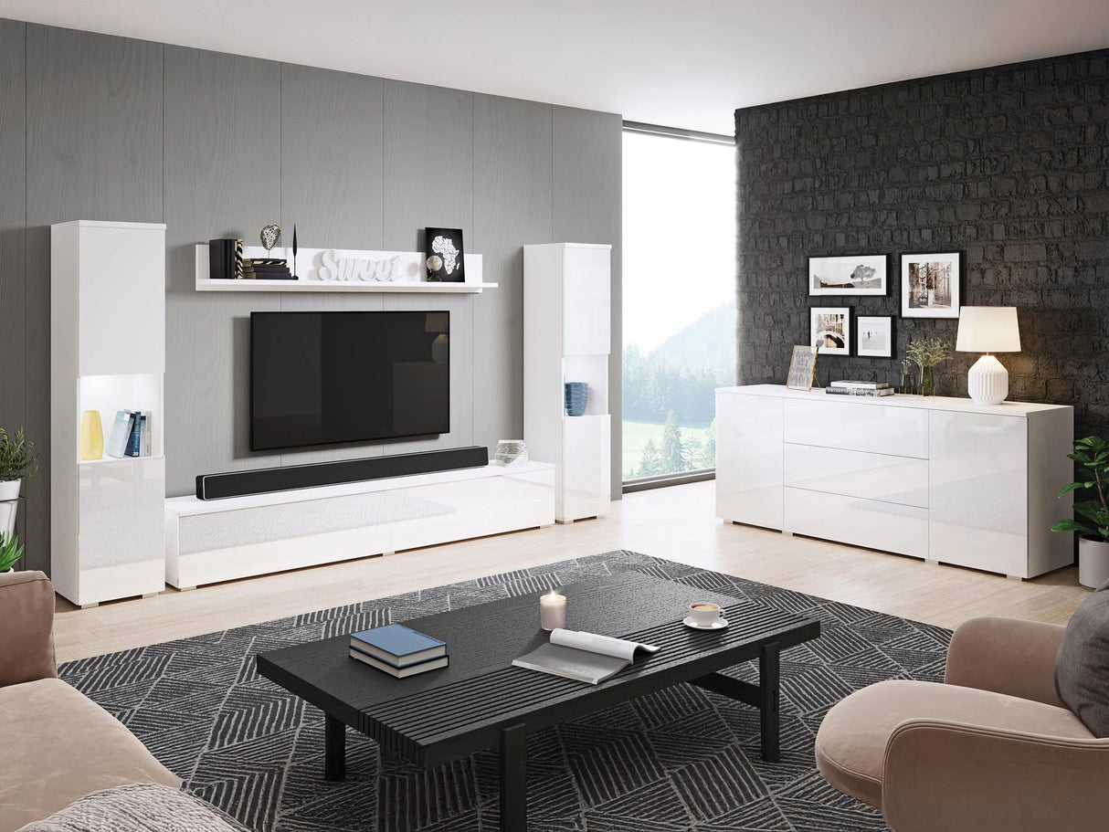 Nappali szett PARIS II (Bamisio II), Szín: Fehér + Fényes fehér, Led világítás: Igen 4284773