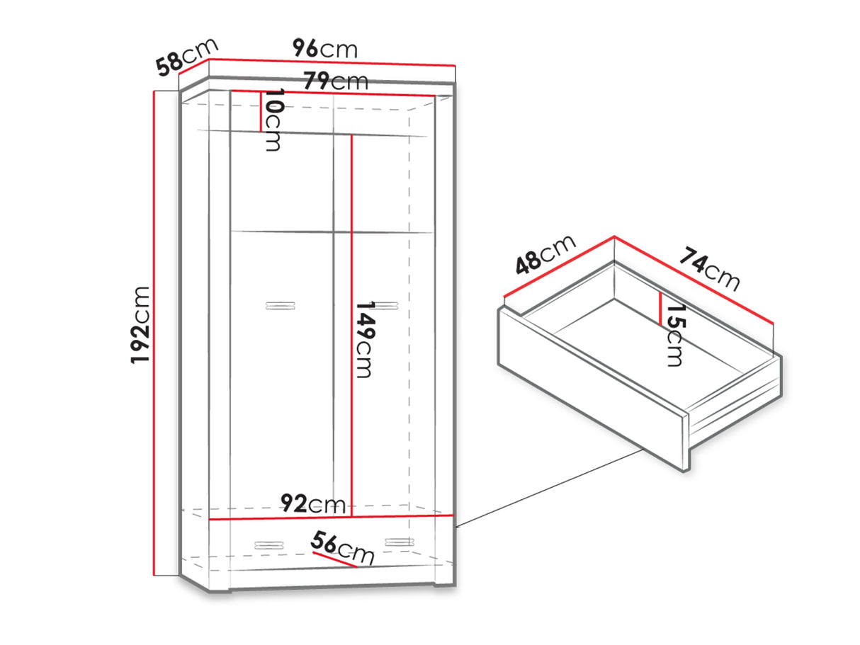 Gardróbszekrény Indianapolis (Nadia N01), Szín: Kőrisfa 4284805