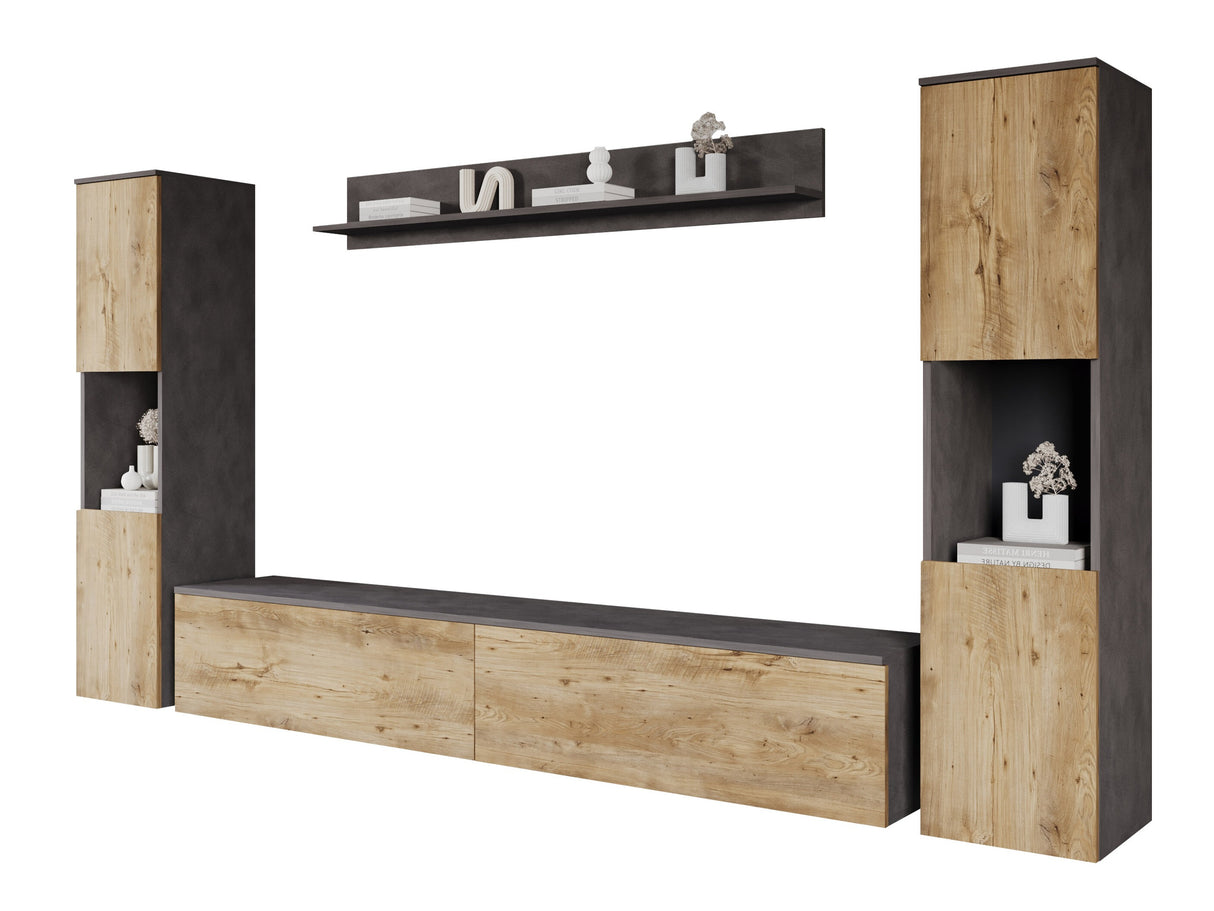 Nappali szett PARIS XL (Bamisio), Szín: Matera szürke + Gesztenye, Led világítás: Nem