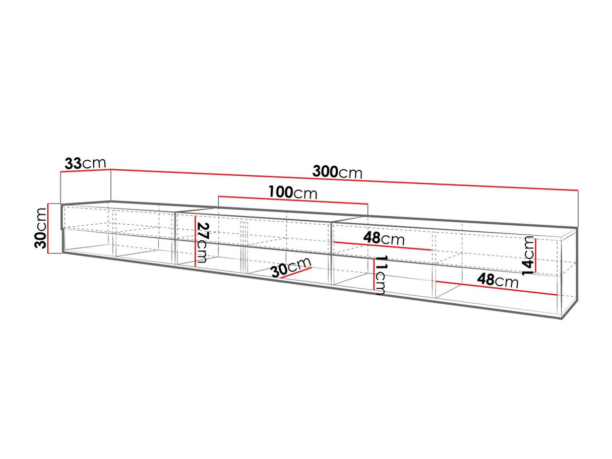 TV-állvány Lowboard A300 (Adenik 300), Szín: Kasmír, Led világítás: Nem