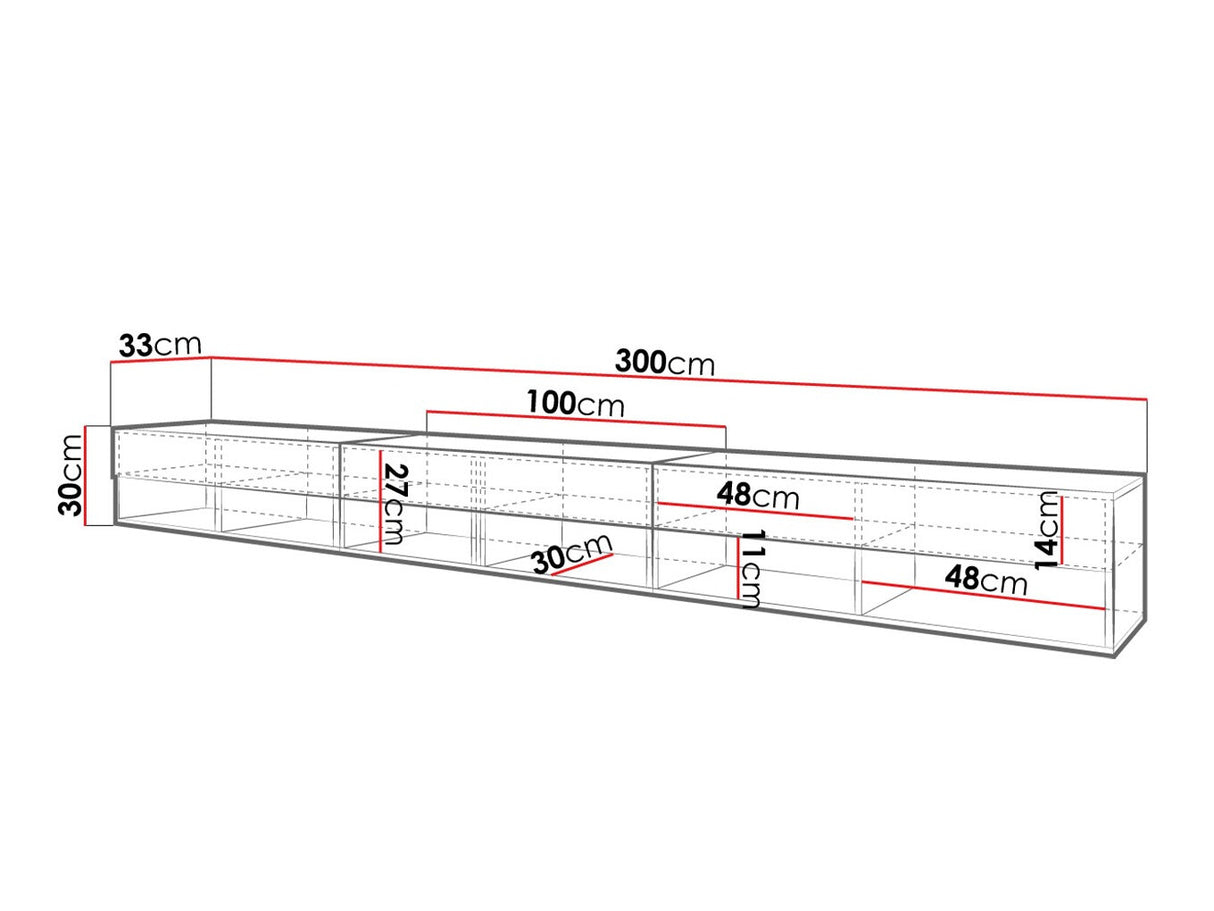 TV-állvány Lowboard A300 (Adenik 300), Szín: Kasmír, Led világítás: Igen