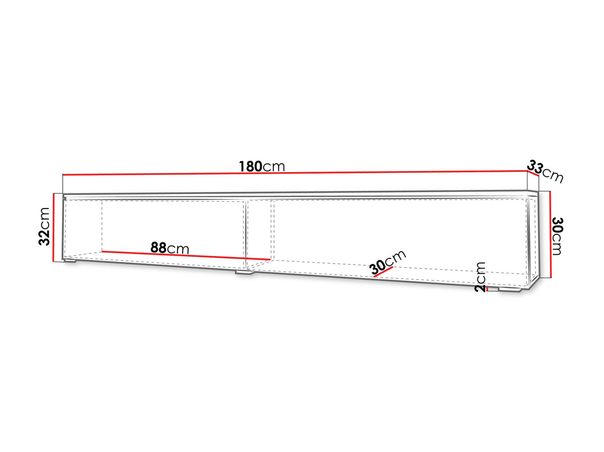 TV-állvány Lowboard D180 (Dlone 180), Led világítás: Nem, Szín: Kasmír