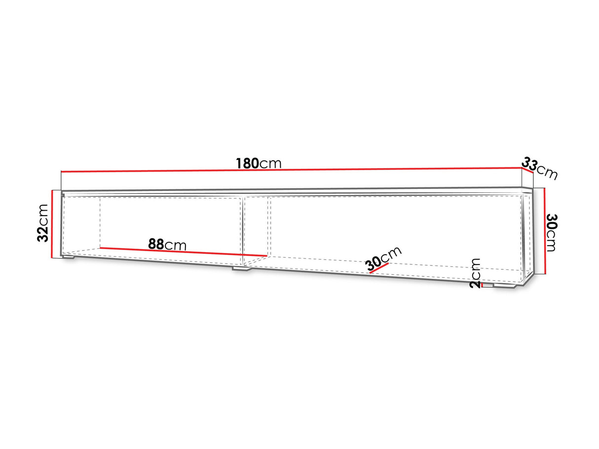 TV-állvány Lowboard D180 (Dlone 180), Led világítás: Igen, Szín: Matera szürke + Gesztenye