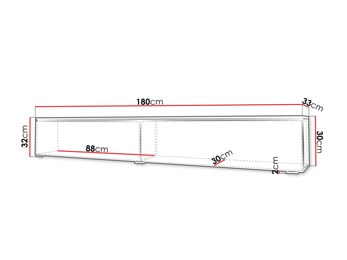 TV-állvány Lowboard D180 (Dlone 180), Led világítás: Nem, Szín: Poros zöld