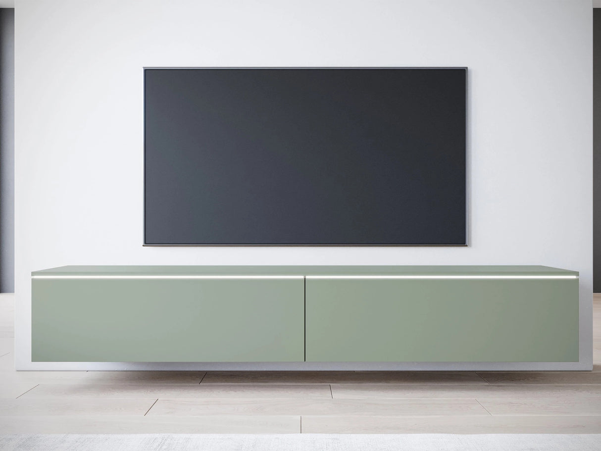 TV-állvány Lowboard D180 (Dlone 180), Led világítás: Igen, Szín: Poros zöld