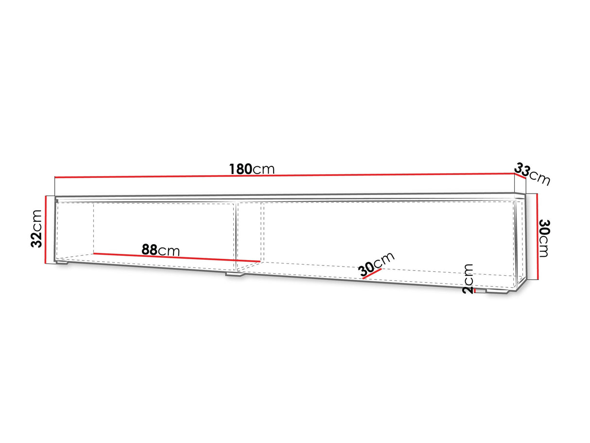 TV-állvány Lowboard D180 (Dlone 180), Led világítás: Igen, Szín: Poros zöld