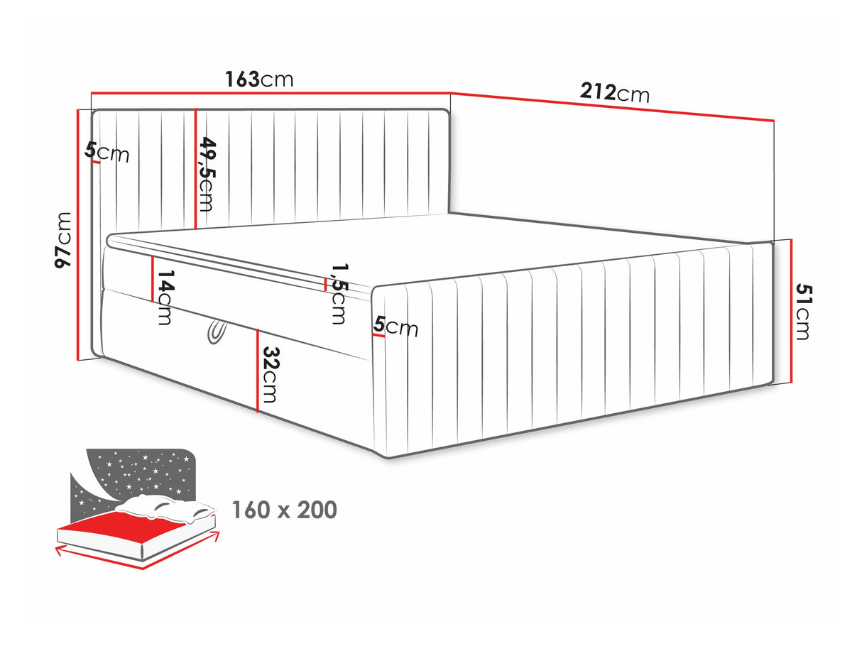 Kontinentális ágy Łóżko kontynentalne TIRULO FIX + topper M, Szín: Manila 18, Alvó felület mérete: 160 x 200 cm