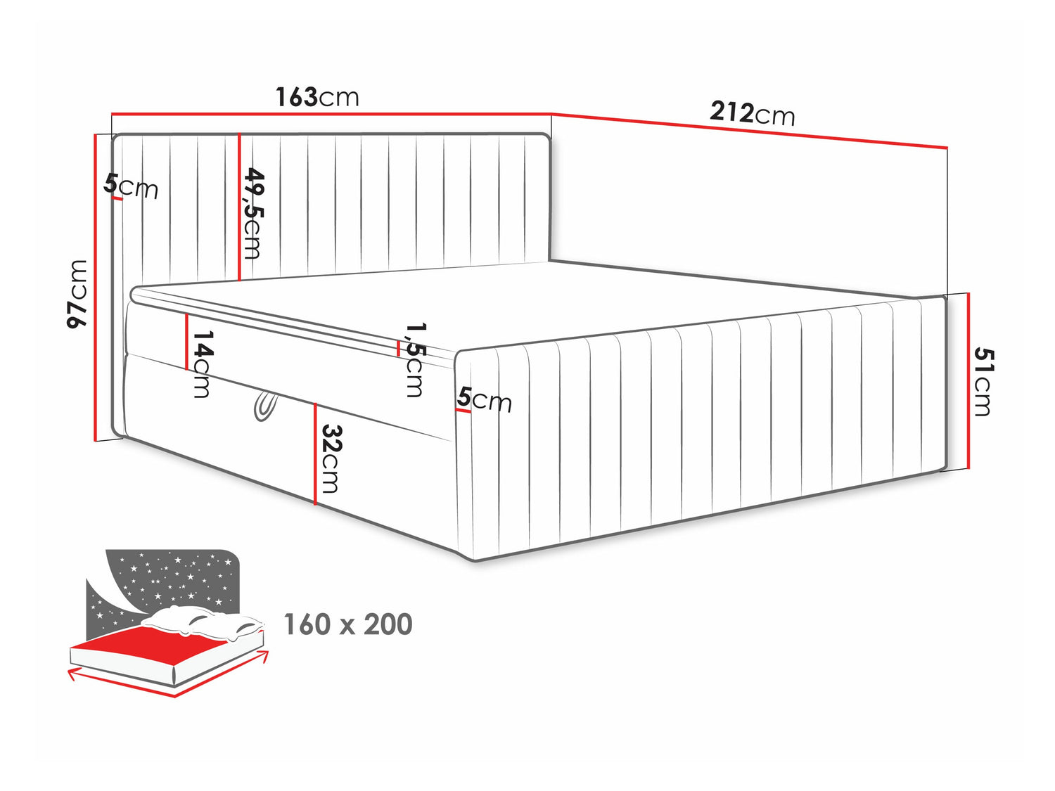 Kontinentális ágy Łóżko kontynentalne TIRULO FIX + topper M, Szín: Manila 18, Alvó felület mérete: 160 x 200 cm