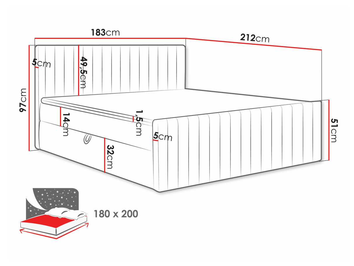 Kontinentális ágy Łóżko kontynentalne TIRULO FIX + topper M, Szín: Manila 18, Alvó felület mérete: 180 x 200 cm