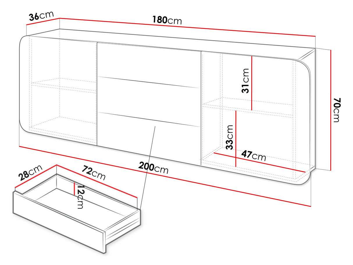 Komód Komoda wisząca A RENE 2DD3S Kaszmir 4288559