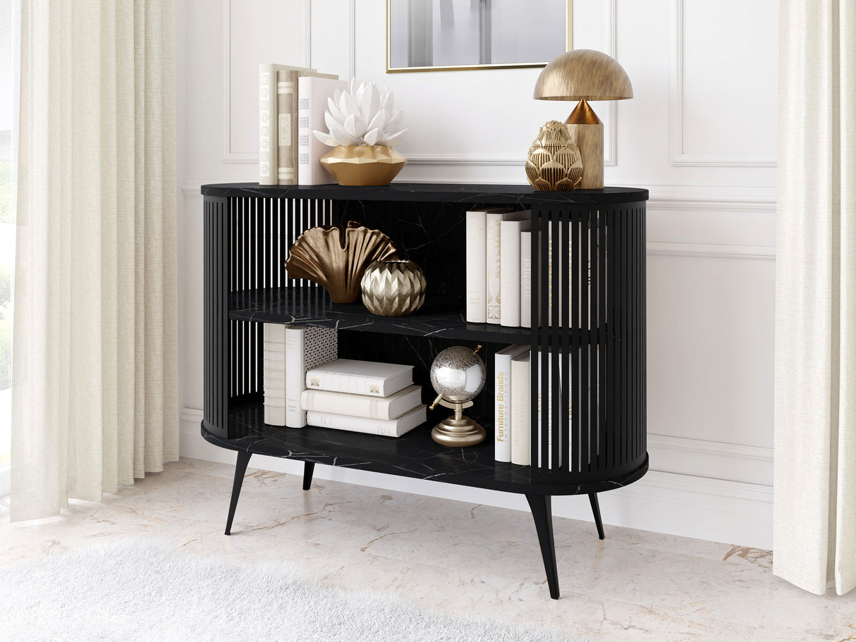 Könyvespolc Komoda ROENNI Czarny, Szín: Fekete + Fekete márvány