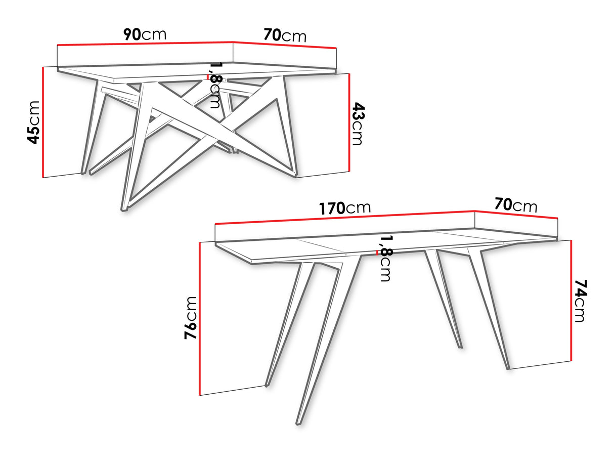 Kihajtható dohányzóasztal Ławostół XENA Czarny, Szín: Fehér + Fekete