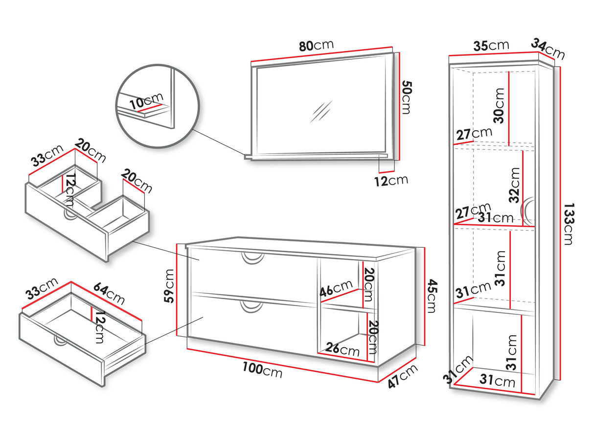 Fürdőszoba garnitúra Meble łazienkowe ŁAZIENKA 14, Szín: Fekete, Mosdókagyló: Nem 4296077