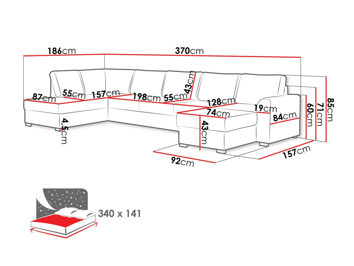 Sarokkanapé Wilma Large (Szafran Large) Toptextil, Szín: Maya 03, Változatok: Jobbos