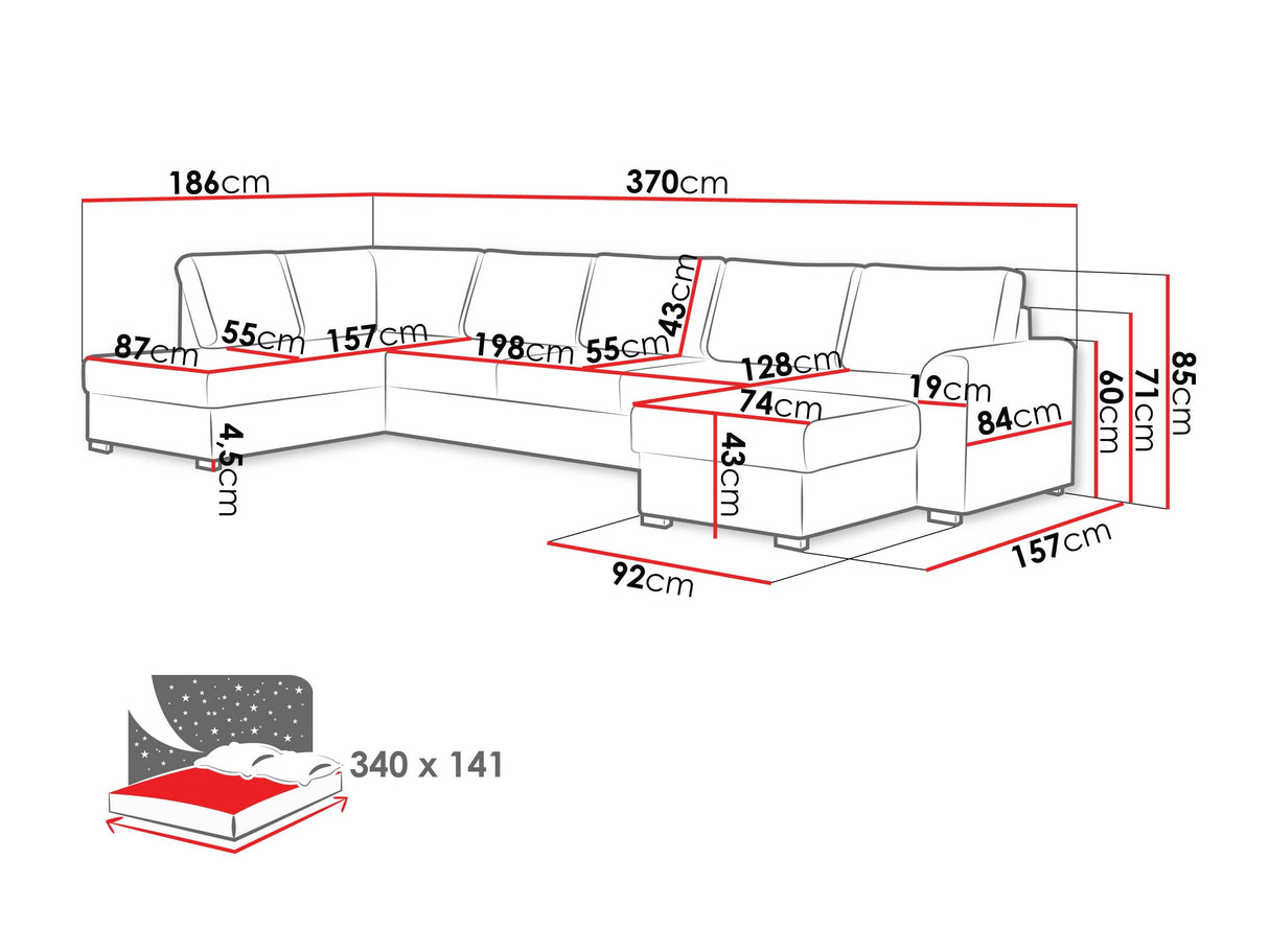 Sarokkanapé Wilma Large (Szafran Large) Toptextil, Szín: Pianem 28, Változatok: Jobbos