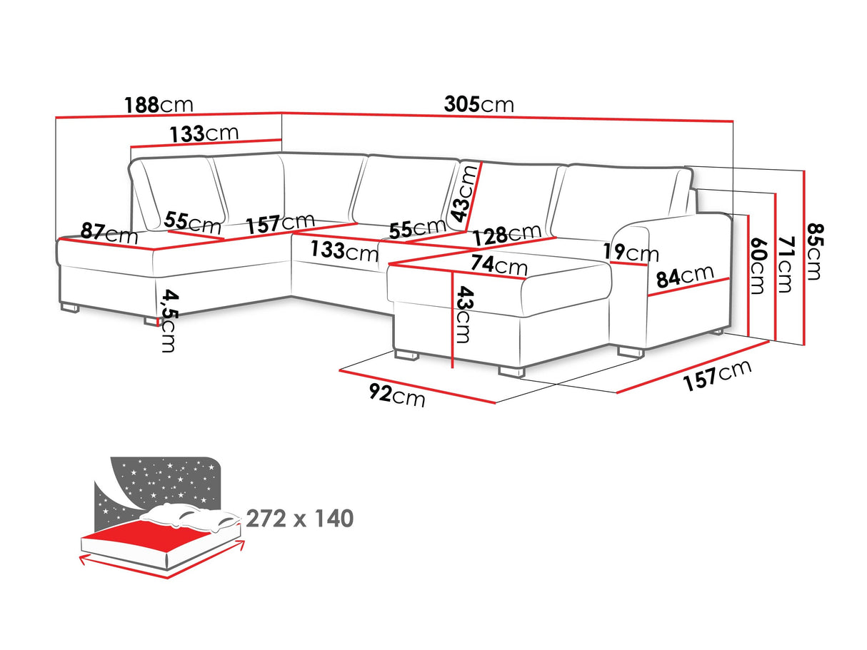 Sarokkanapé Wilma (Szafran), Szín: Zoya 03, Változatok: Balos