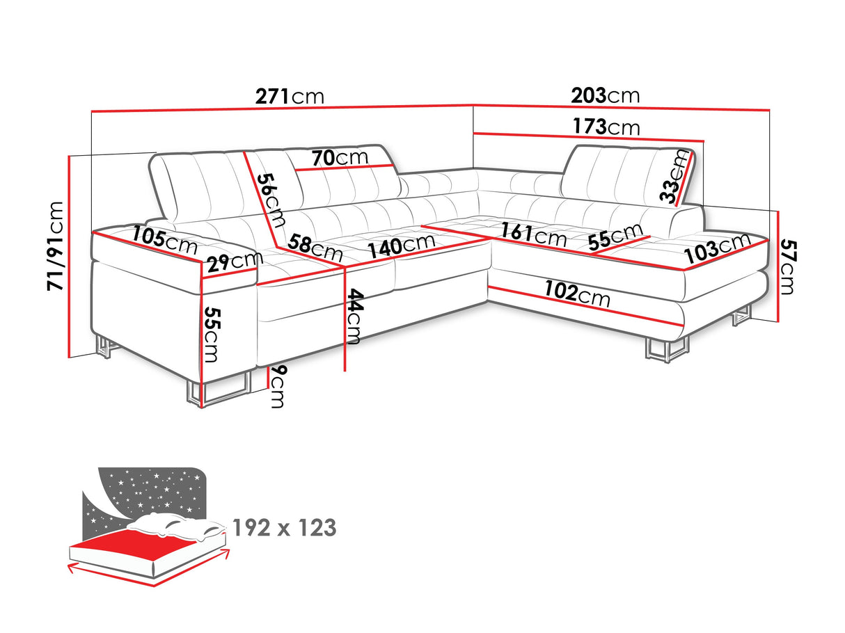 Sarokkanapé Laris Premium (Wales Premium), Szín: Maya 15, Változatok: Jobbos