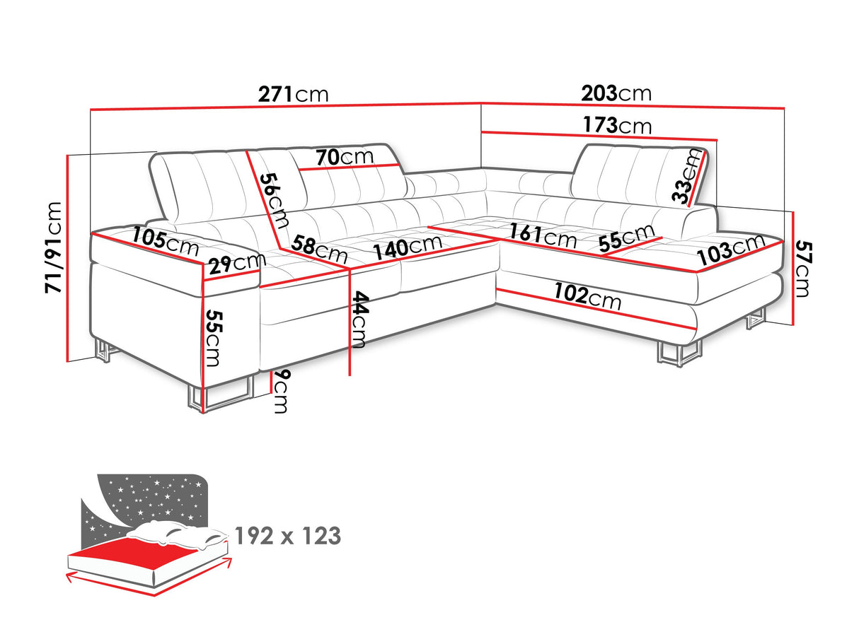 Sarokkanapé Laris Premium (Wales Premium), Szín: Corbett 08, Változatok: Balos