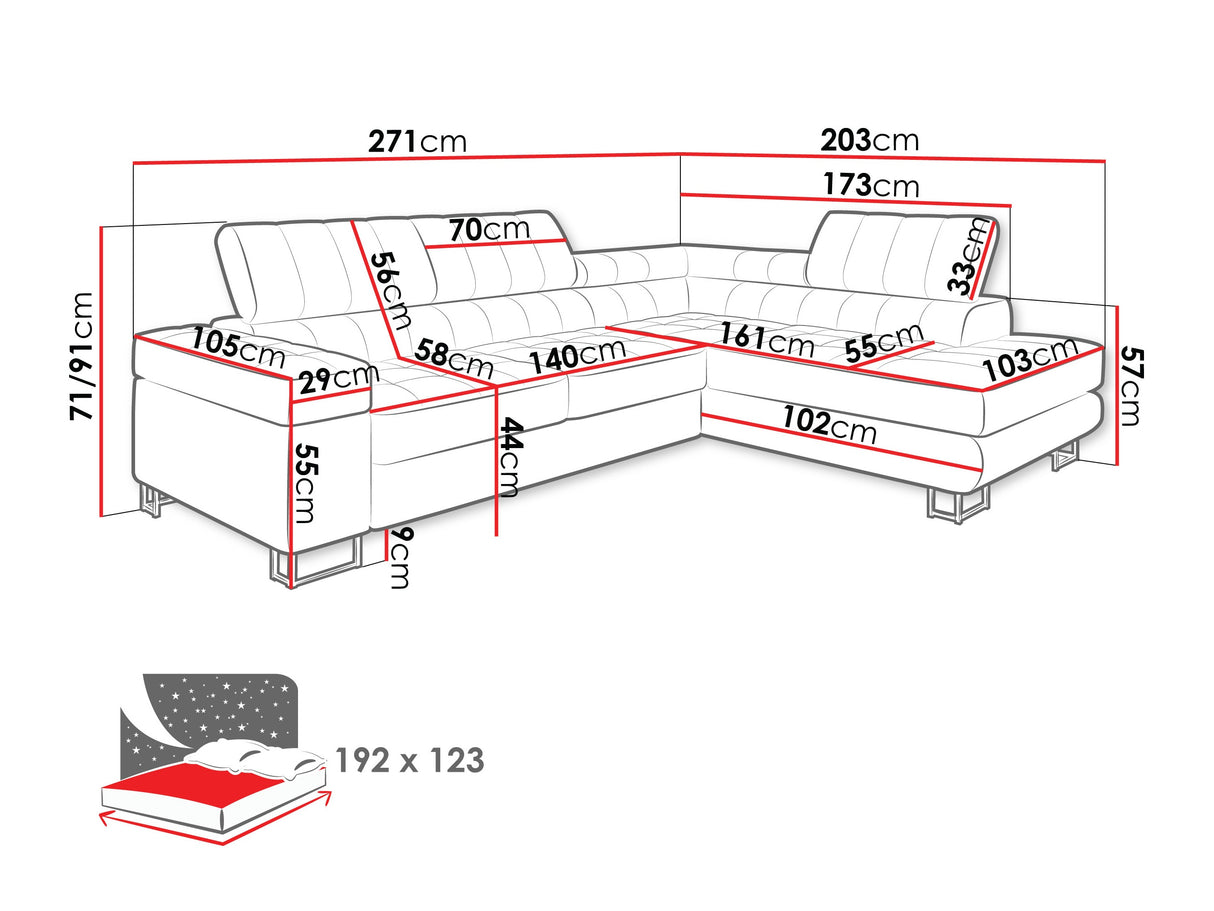 Sarokkanapé Laris Premium (Wales Premium), Szín: Corbett 08, Változatok: Jobbos