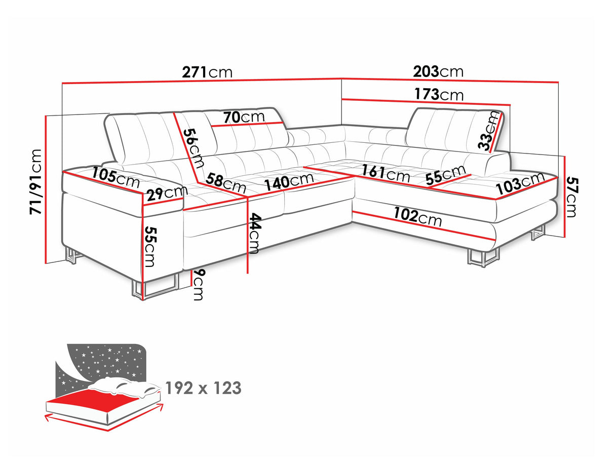 Sarokkanapé Laris Premium (Wales Premium), Szín: Sorriso 04, Változatok: Jobbos 4304665