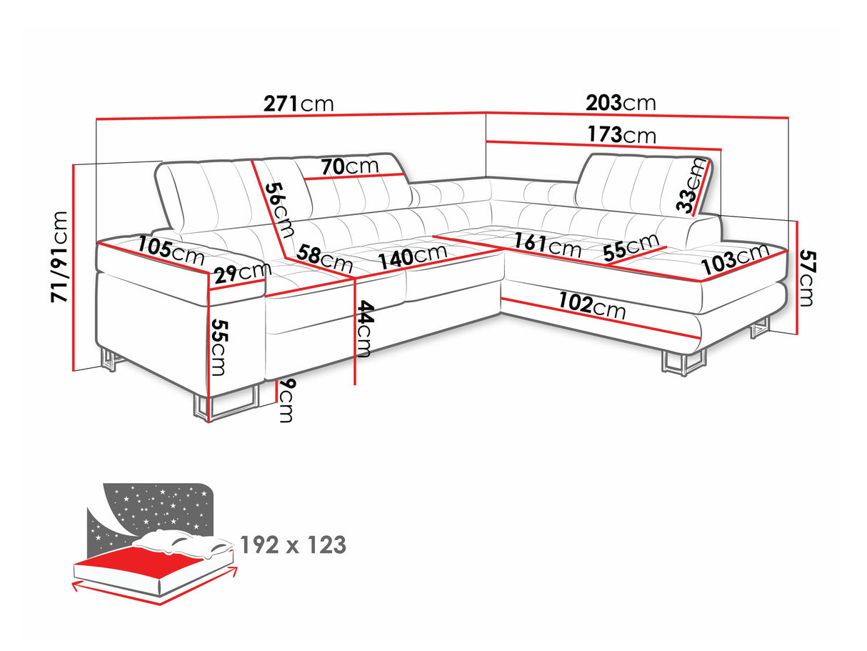 Sarokkanapé Laris Premium (Wales Premium), Szín: Otusso 14, Változatok: Balos 4304667