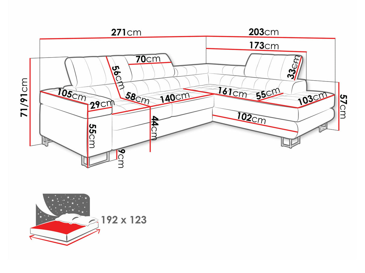 Sarokkanapé Laris Premium (Wales Premium), Szín: Abriamo 03, Változatok: Jobbos 4304681