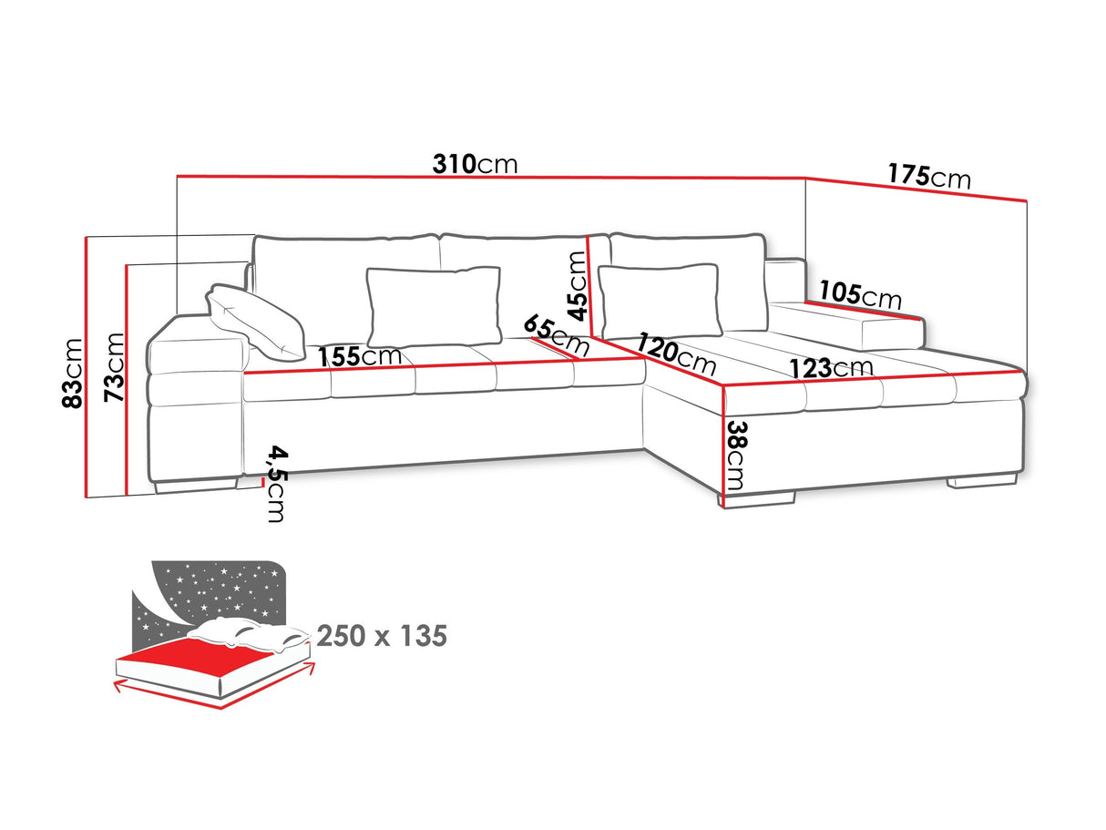 Sarokkanapé Bangkok (Kanton) Toptextil, Szín: Maya 05, Változatok: Jobbos