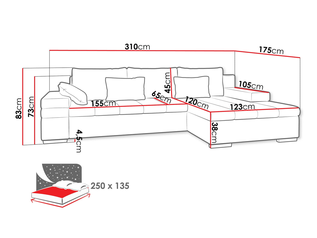 Sarokkanapé Bangkok (Kanton) Toptextil, Szín: Corbett 78, Változatok: Jobbos