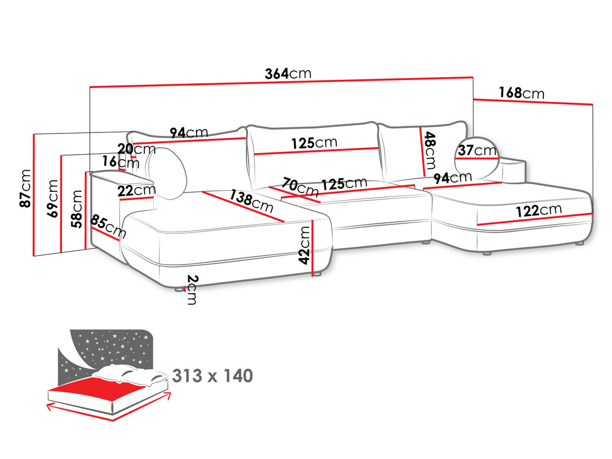 Sarokkanapé Narożnik FUEGO U, Szín: Velo 621 4307722