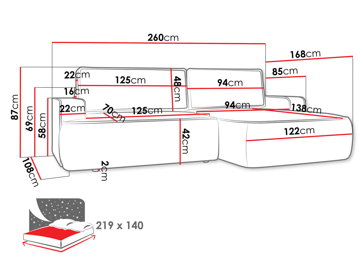 Sarokkanapé Narożnik MONO, Szín: Velo 623, Változatok: Balos 4307739