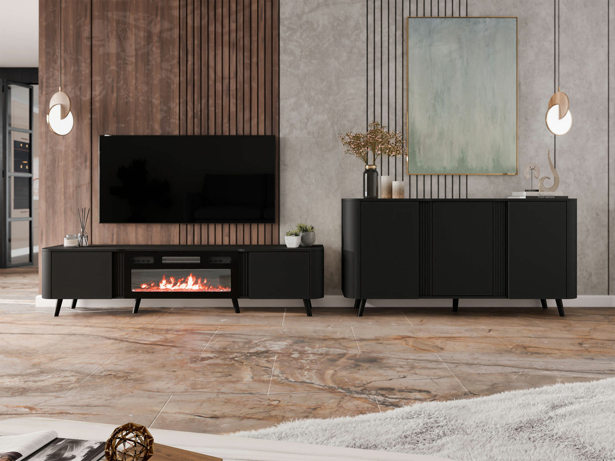 Szekrény Komoda VOLARE 150 3D Czarny mat (Fekete) 4311438