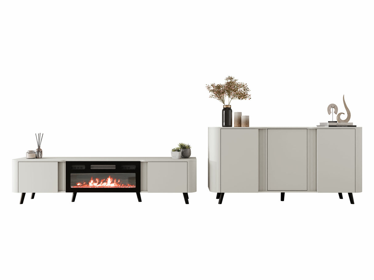 Nappali szett Meble VOLARE I Kaszmir mat Kominek: Czarny (Kasmír + Fekete) 4311508