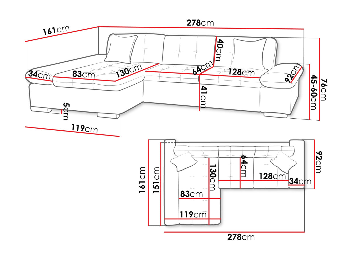 Sarokkanapé Montana (Premium), Szín: Pianem 17, Változatok: Balos