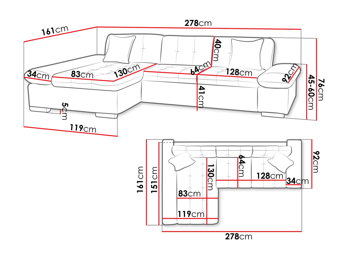 Sarokkanapé Montana (Premium), Szín: Corbett 78, Változatok: Jobbos