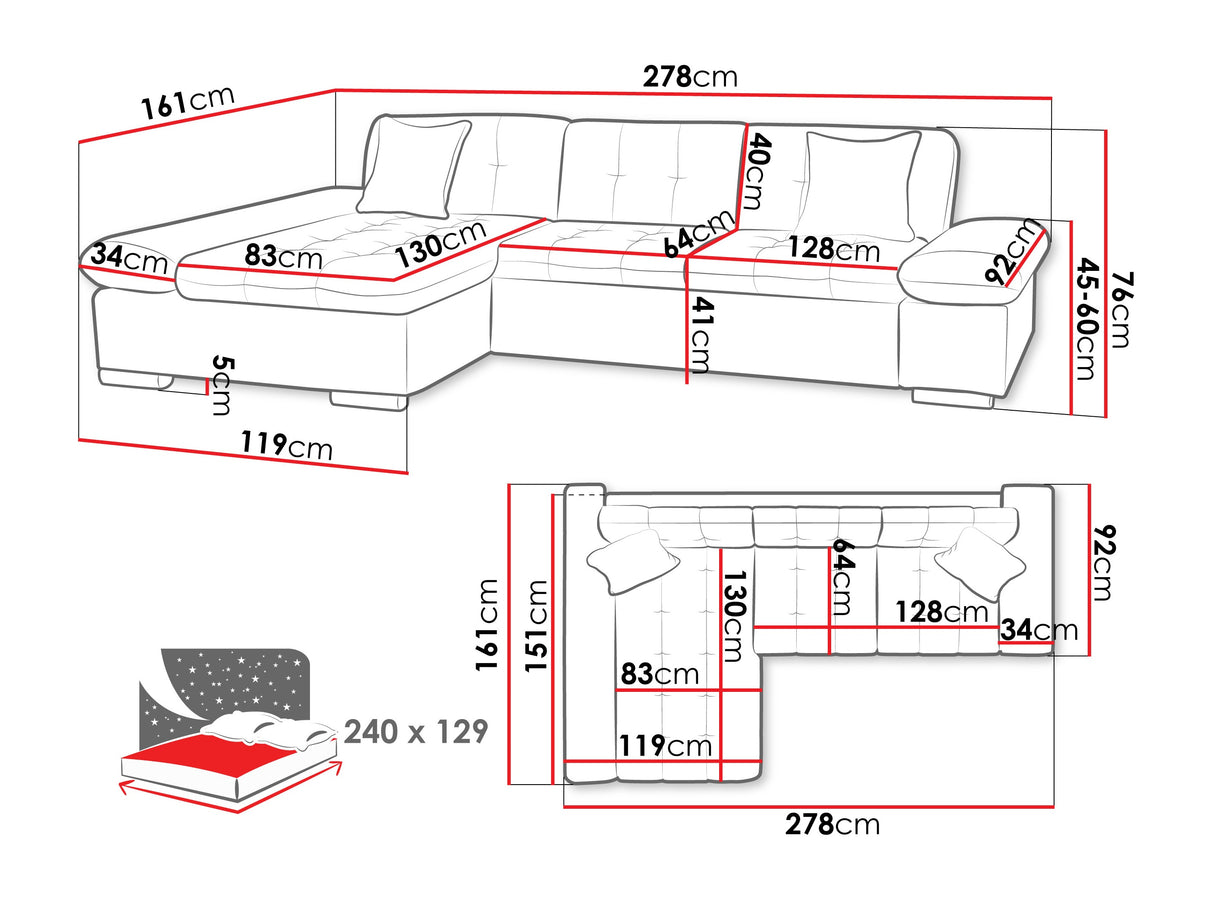 Sarokkanapé Malwi Premium (Laviva Premium), Szín: Pianem 17, Változatok: Balos