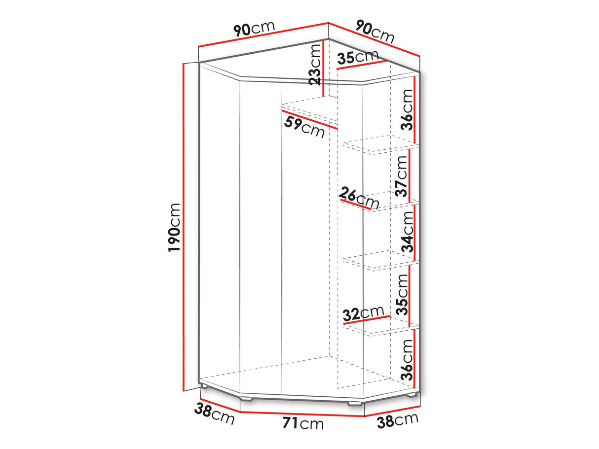 Sarokszekrény PLANET System 2, Szín: Fehér + Tölgy + Türkiz