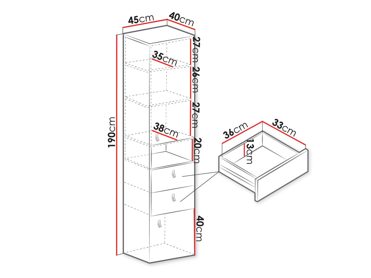 Könyvespolc PLANET System 4, Szín: Fekete + Tölgy + Bézs