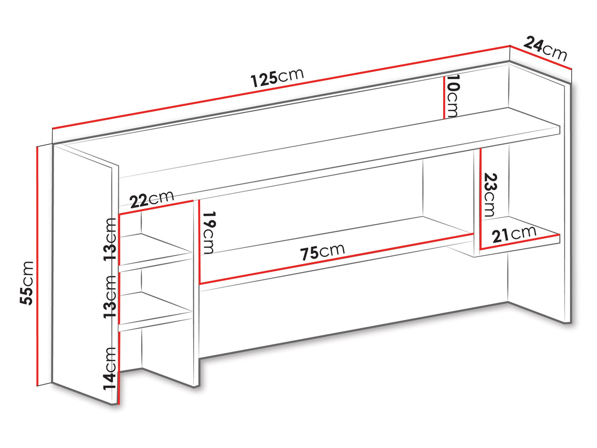 Fali polc PLANET System 11, Szín: Fehér + Tölgy + Türkiz