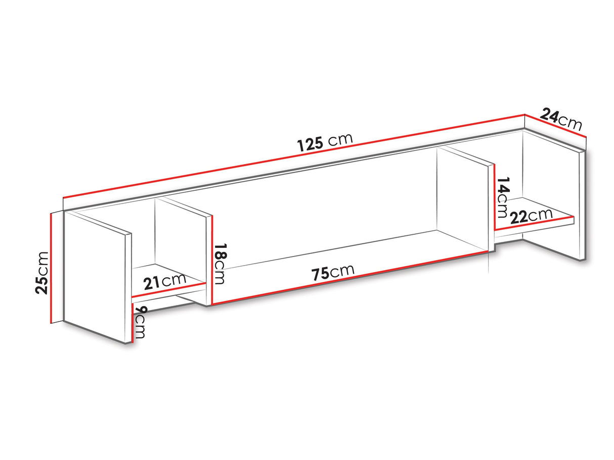 Fali polc PLANET System 13, Szín: Fekete + Tölgy + Bézs