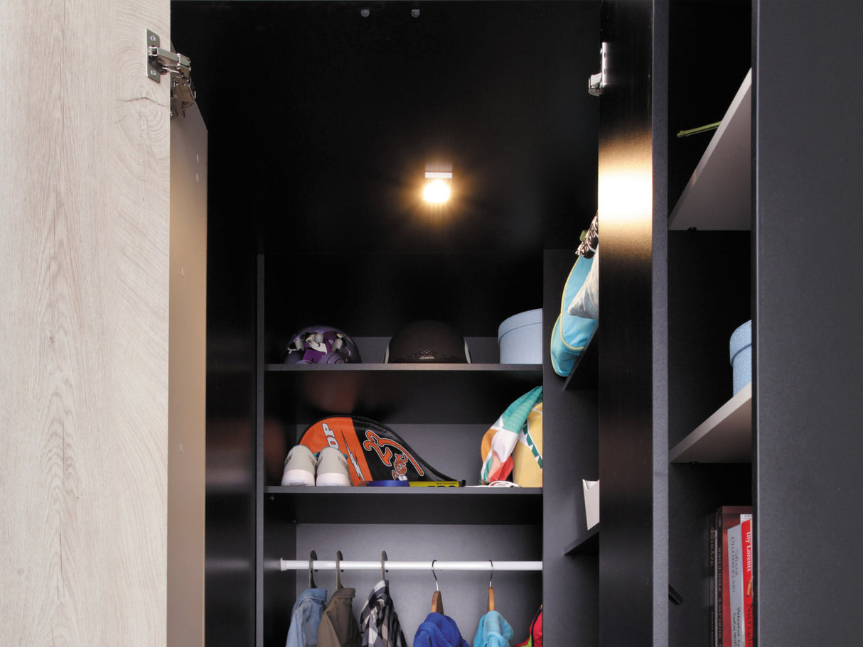 Sarokszekrény PLANET System 1 L/P, Szín: Fehér + Tölgy + Türkiz, Led világítás: Nem