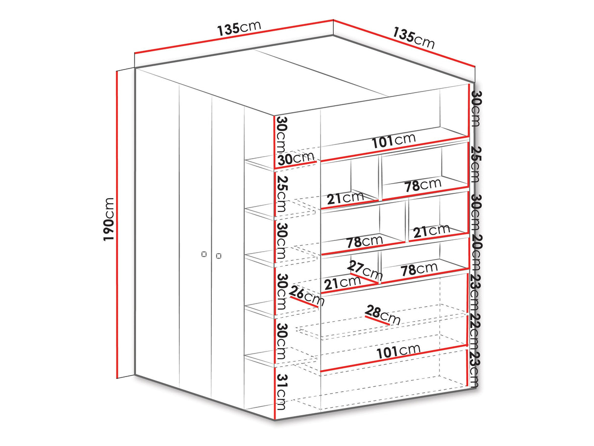 Sarokszekrény PLANET System 1 L/P, Szín: Fehér + Tölgy + Türkiz, Led világítás: Nem