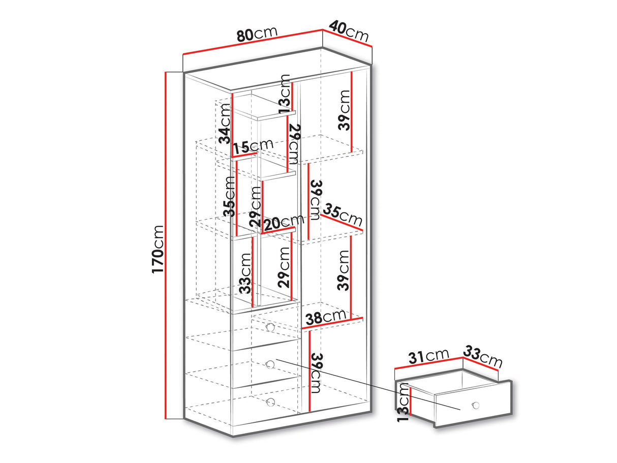 Könyvespolc PIXEL SYSTEM PX7