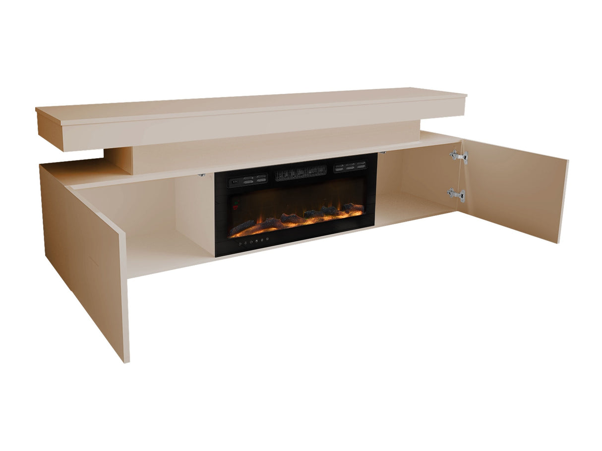 TV-állvány Szafka RTV EF 2D GLOSSA + LED + (Lestirola), Szín: Világosbarna 4333769