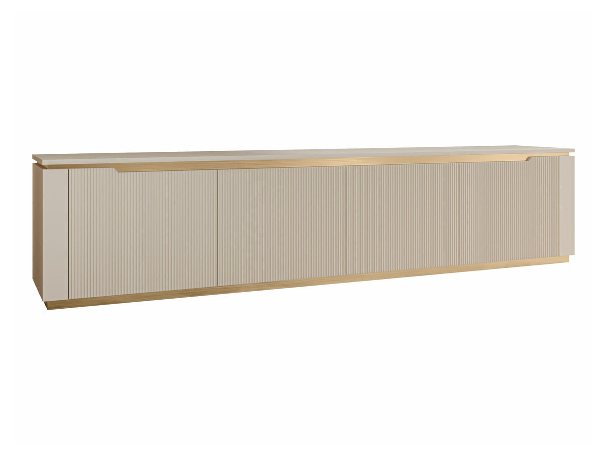 TV-állvány Szafka RTV 4K HILAFIN Beż Piaskowy + Złoty