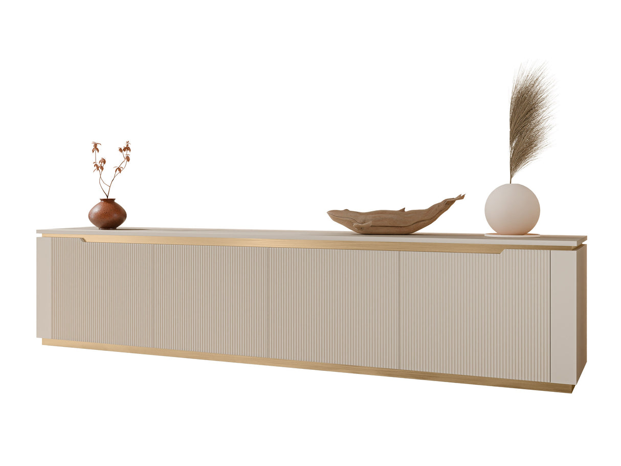 TV-állvány Szafka RTV 4K HILAFIN Beż Piaskowy + Złoty