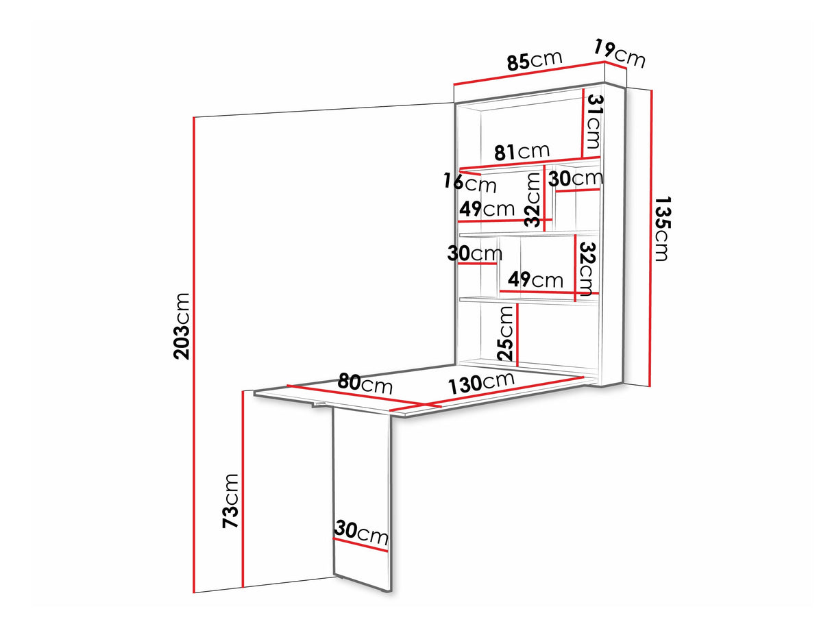 Összecsukható asztal ABI (Eden) Szín: Fekete + Beton 4338158
