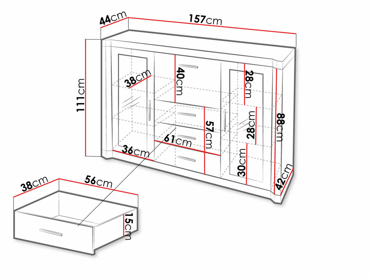 Komód Dallas D7 (Xavier), Szín: Triufel tölgy, Led világítás: Igen 4338218