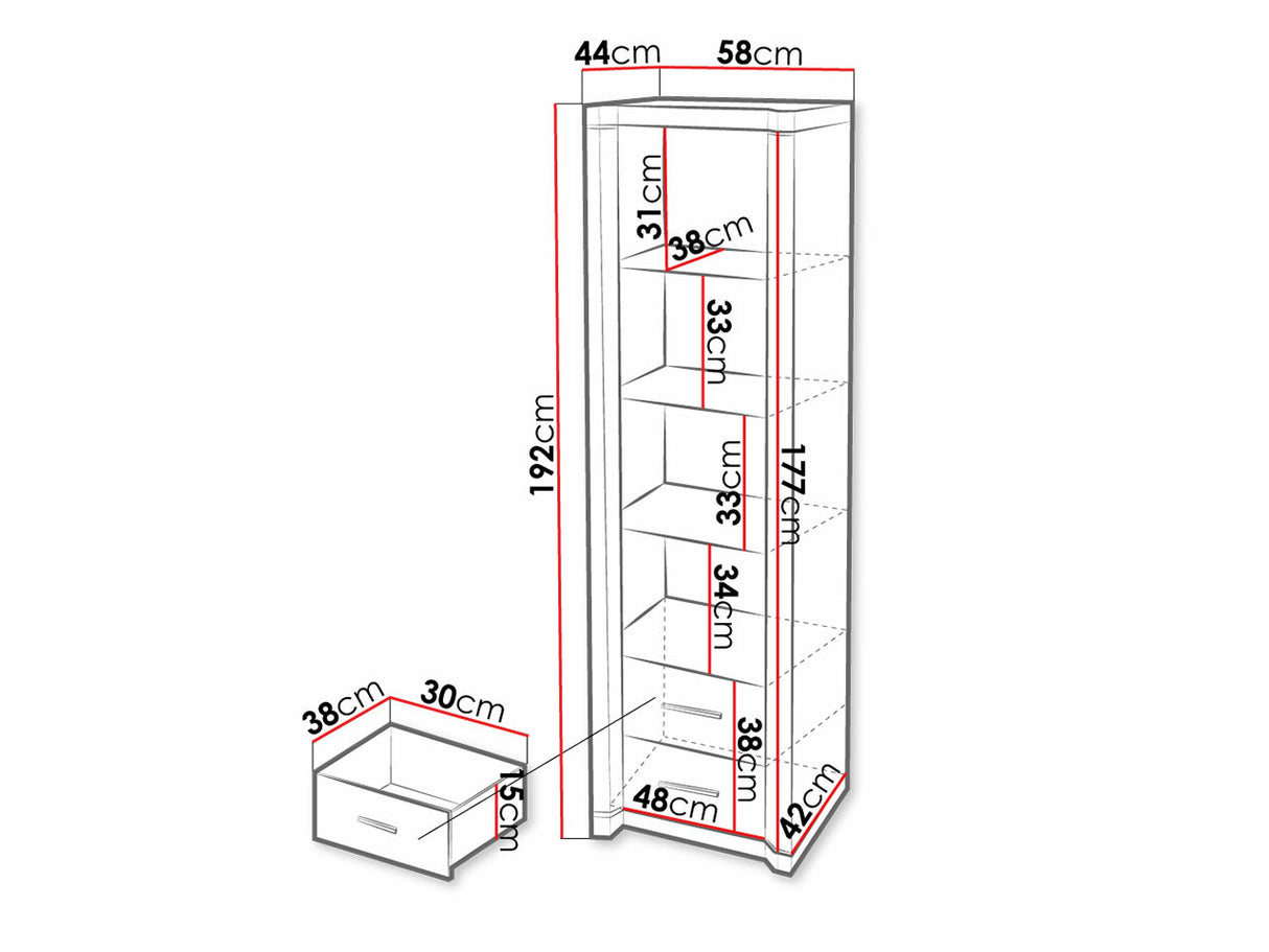 Könyvespolc Dallas D16 (Xavier), Szín: Sonoma tölgy, Led világítás: Nem 4338286