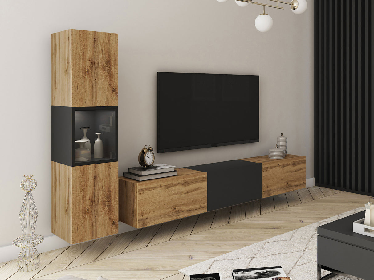 Nappali szett BERLIN I, Szín: Wotan tölgy + Grafit, Led világítás: Igen